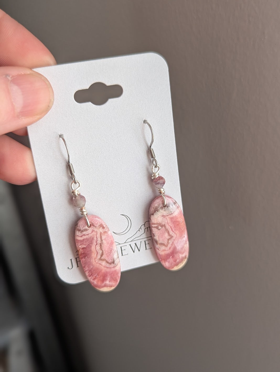 Rhodocrosite Silver Earrings
