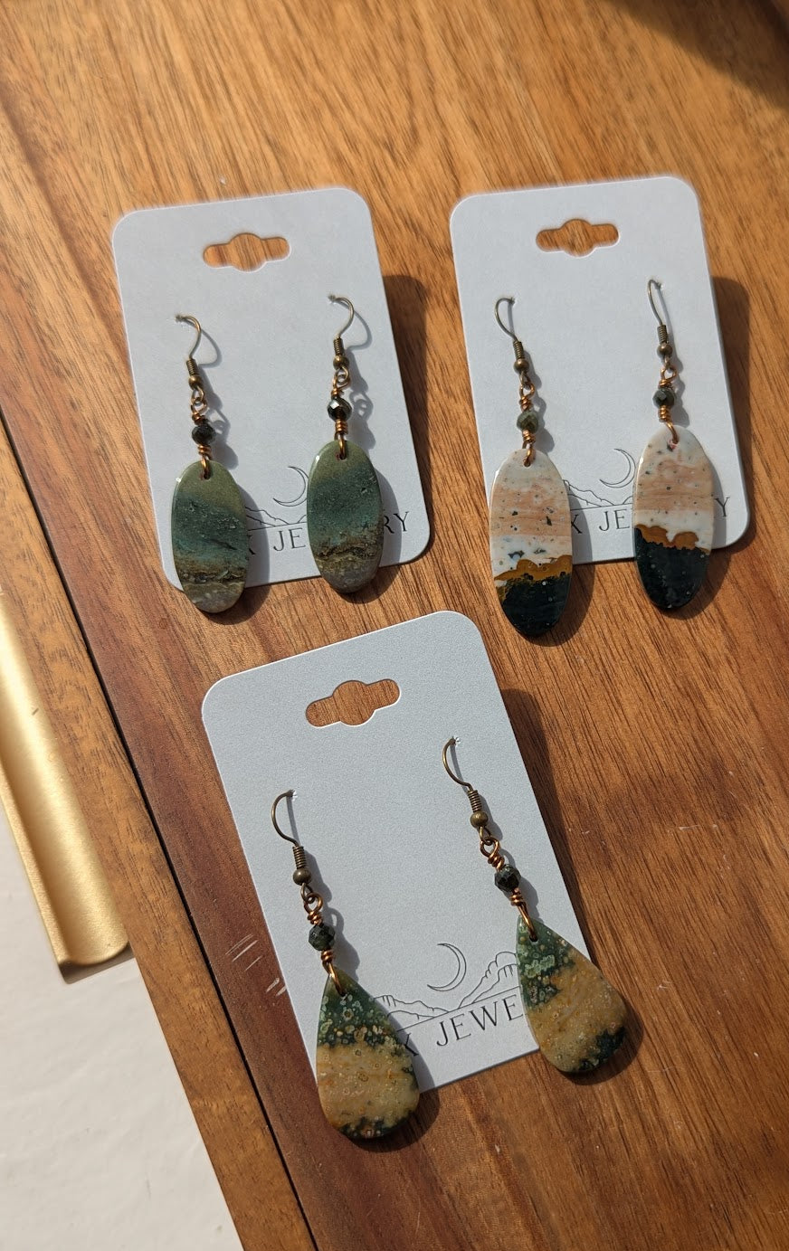 Ocean Jasper Brass Earrings (Various Options Available)