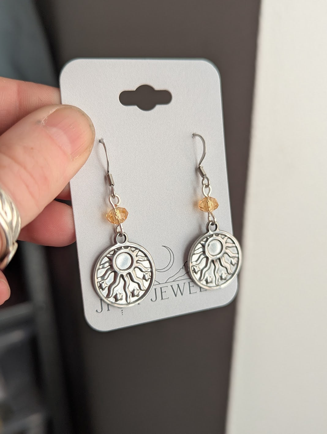 Sun and Stars Silver Earrings