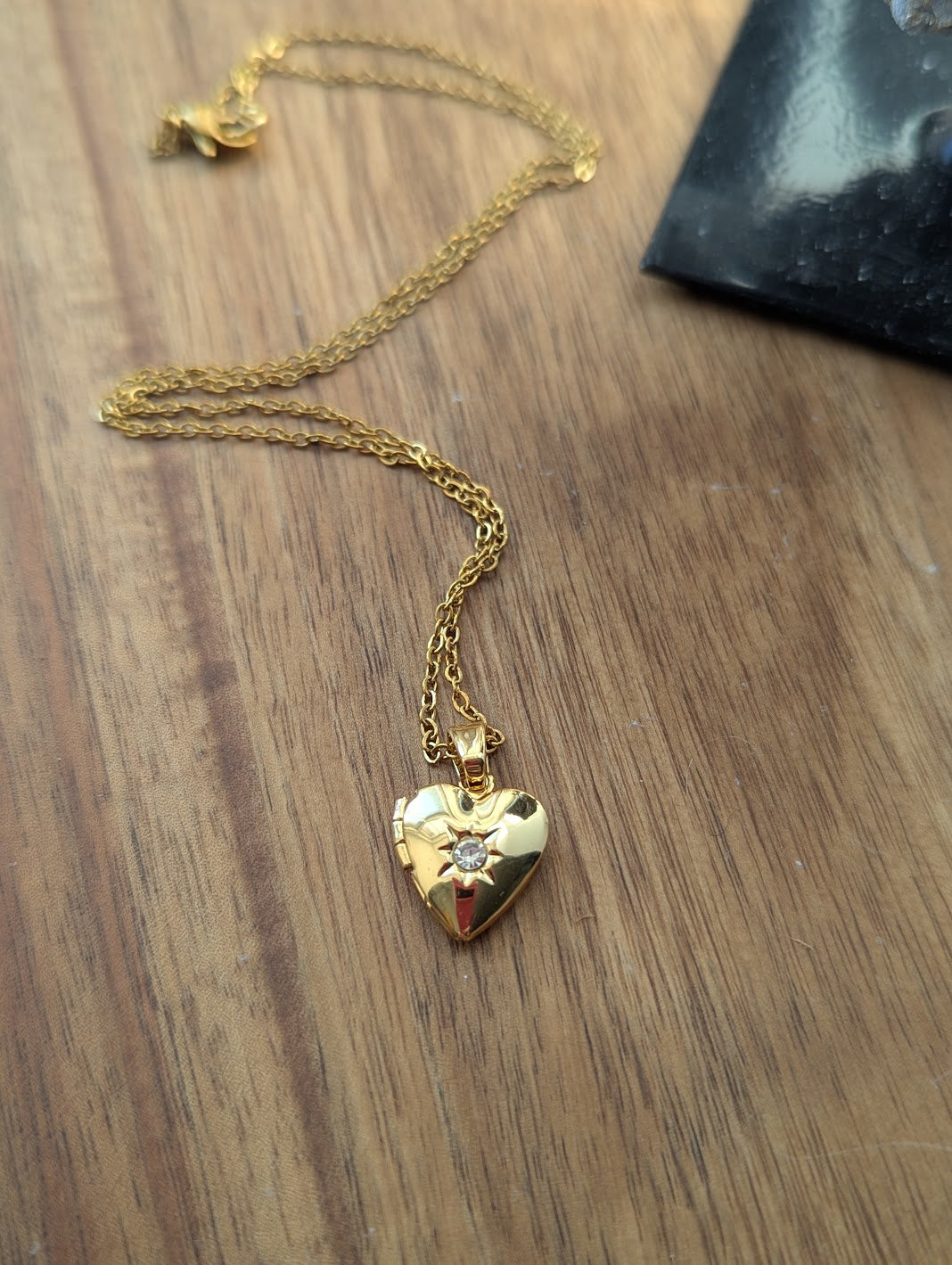 CZ Crystal Gold Heart Locket