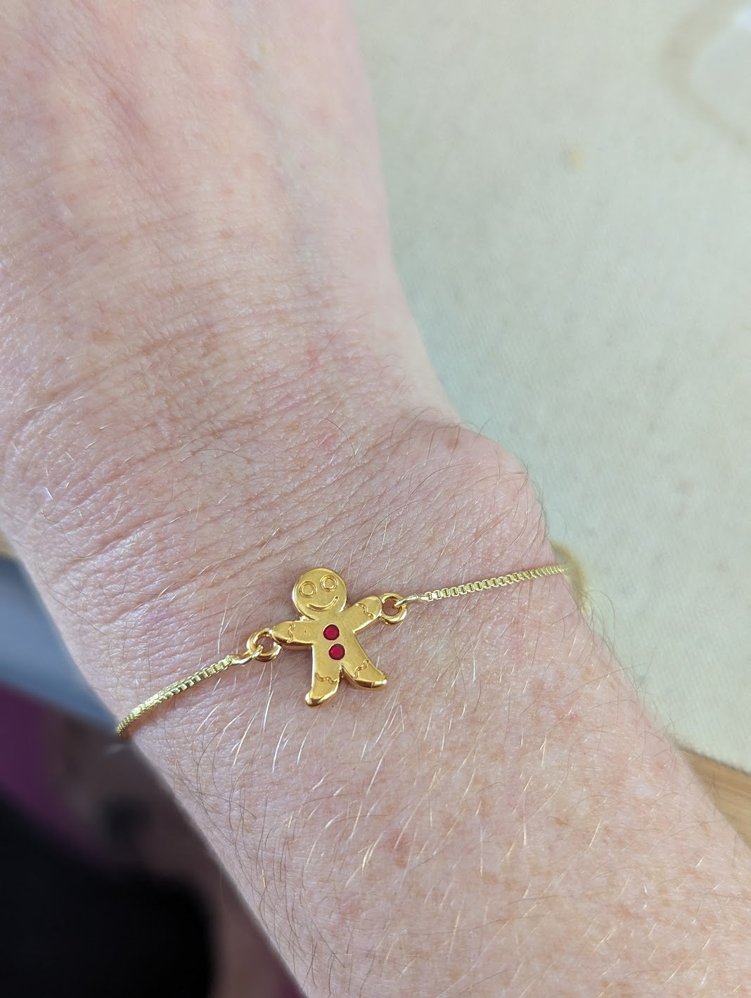 Gold Gingerbread Man Slider Bracelet