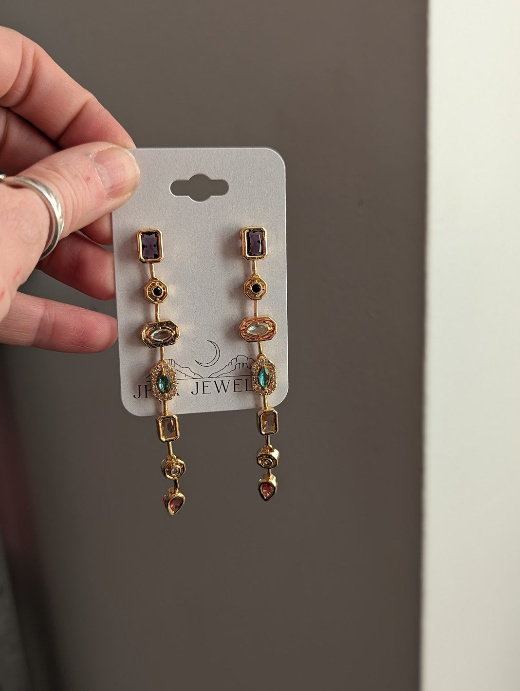 Bohemian Multi Gemstone Drop Statement Earrings