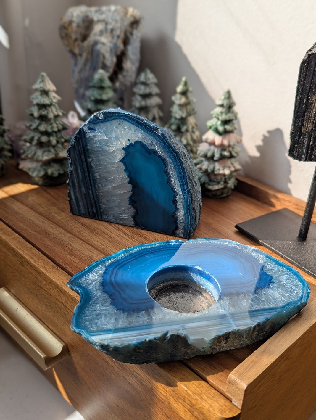 Blue Agate Tea Light Holder (Various Options Available)
