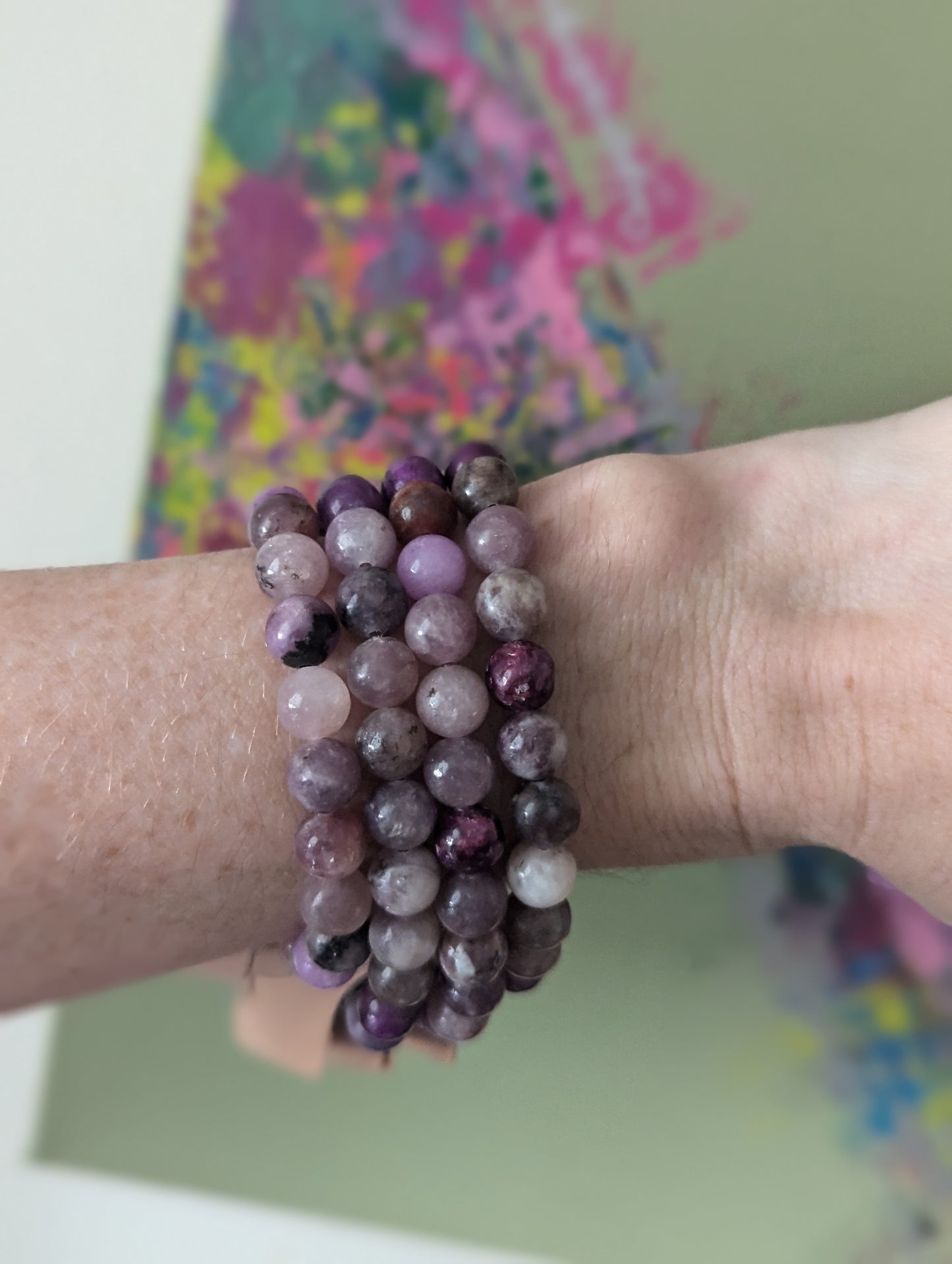 Pulseras de lepidolita (varios tamaños disponibles)