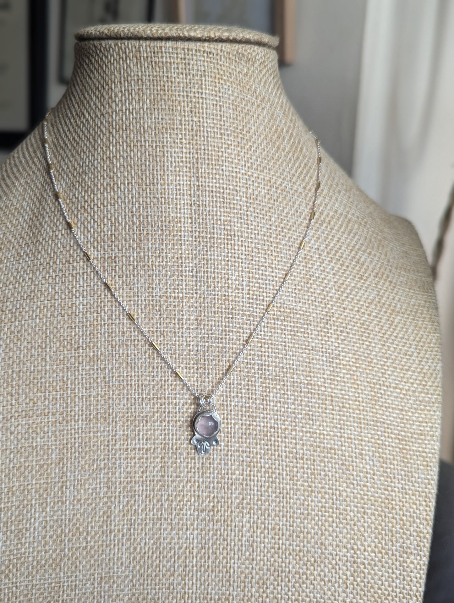 Fluorite Stamped Sterling Necklace