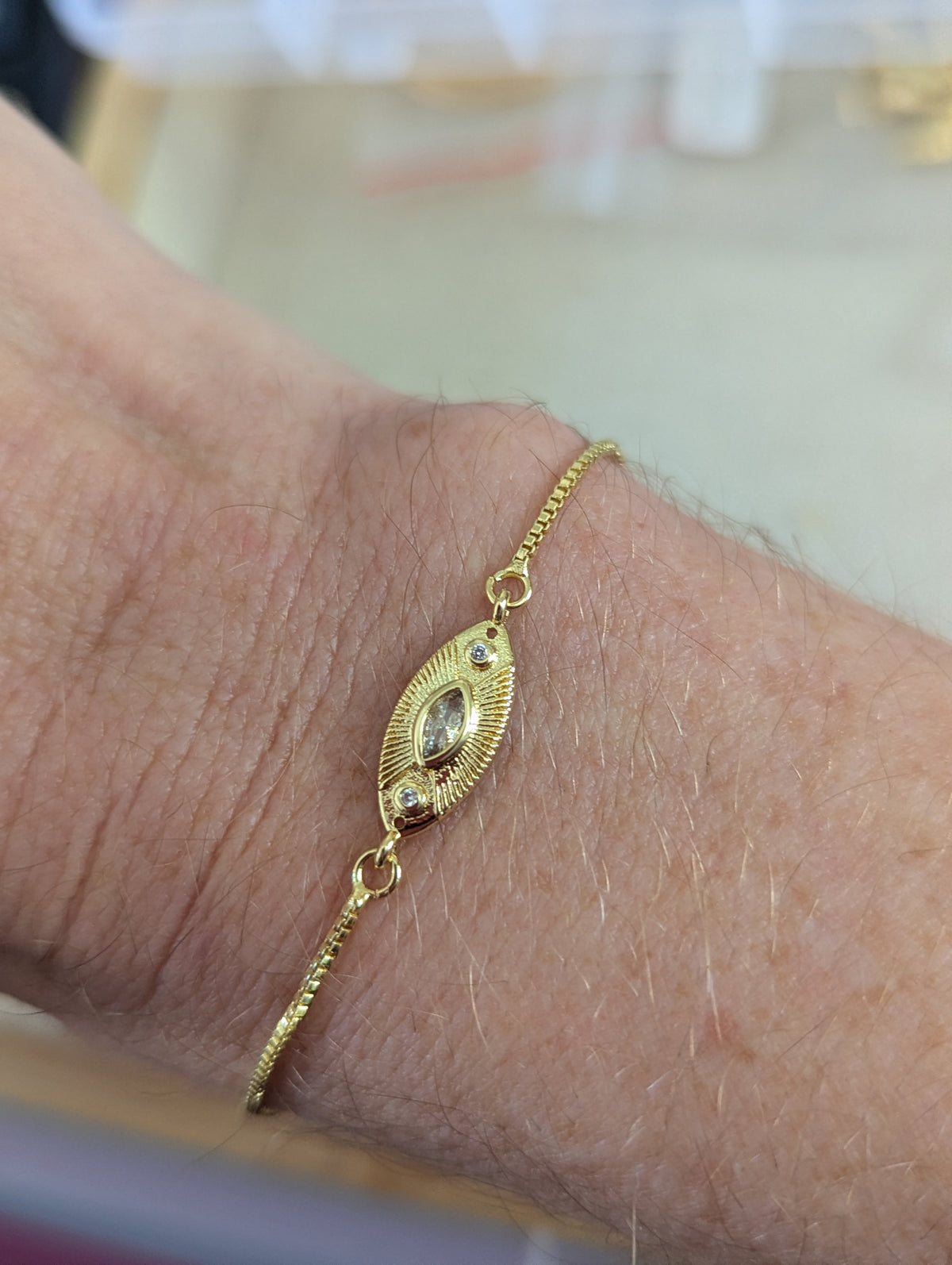 CZ Crystal Marquise Eye Slider Bracelet (Silver or Gold)