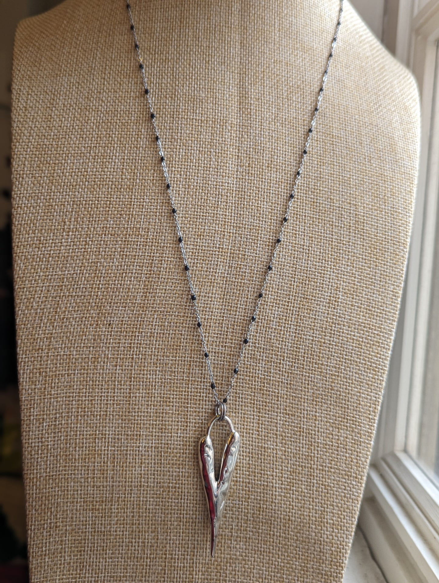 Long Heart Pendant on Stainless (Silver or Gold)