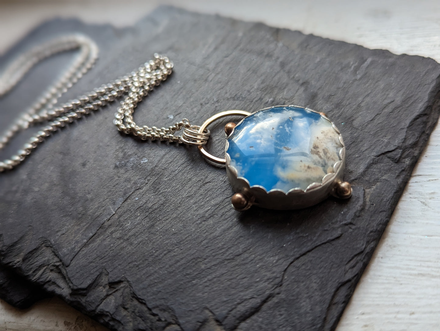 Blue Sky Compass Sterling Silver Necklace