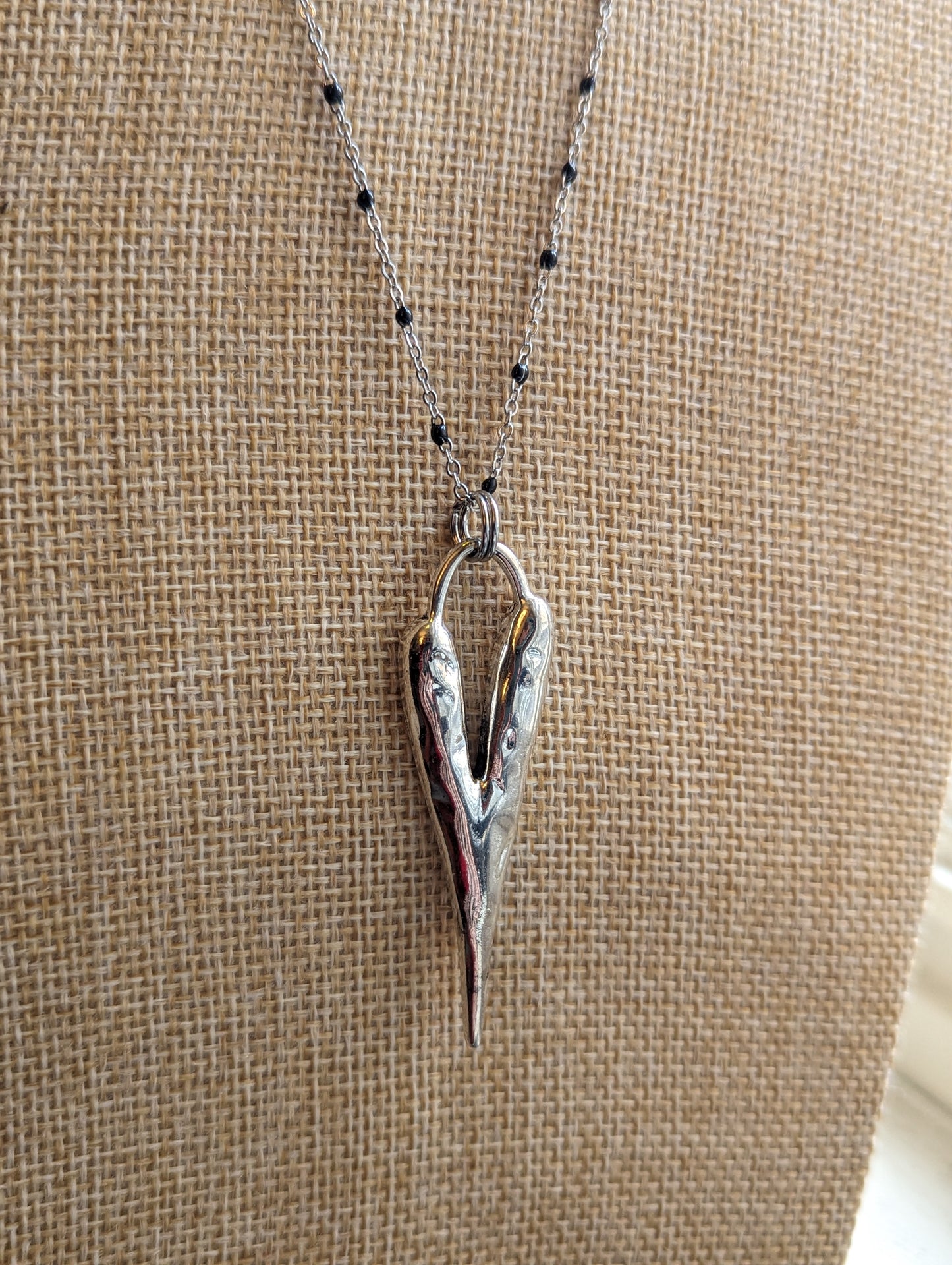 Long Heart Pendant on Stainless (Silver or Gold)