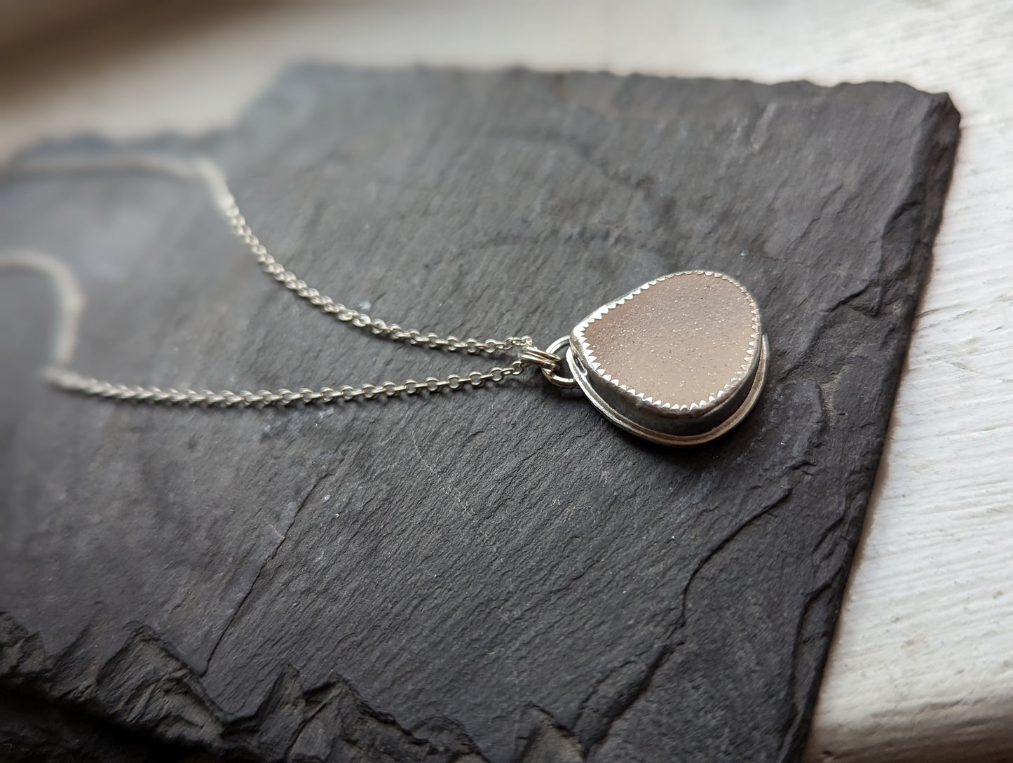 White Druzy Tear Drop Sterling Silver Necklace