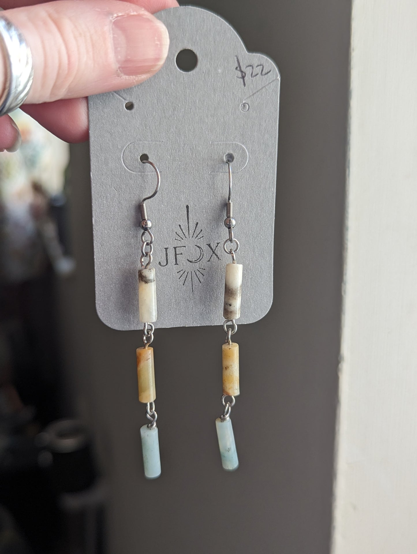 Multi-Color Amazonite Wire-Wrapped Earrings