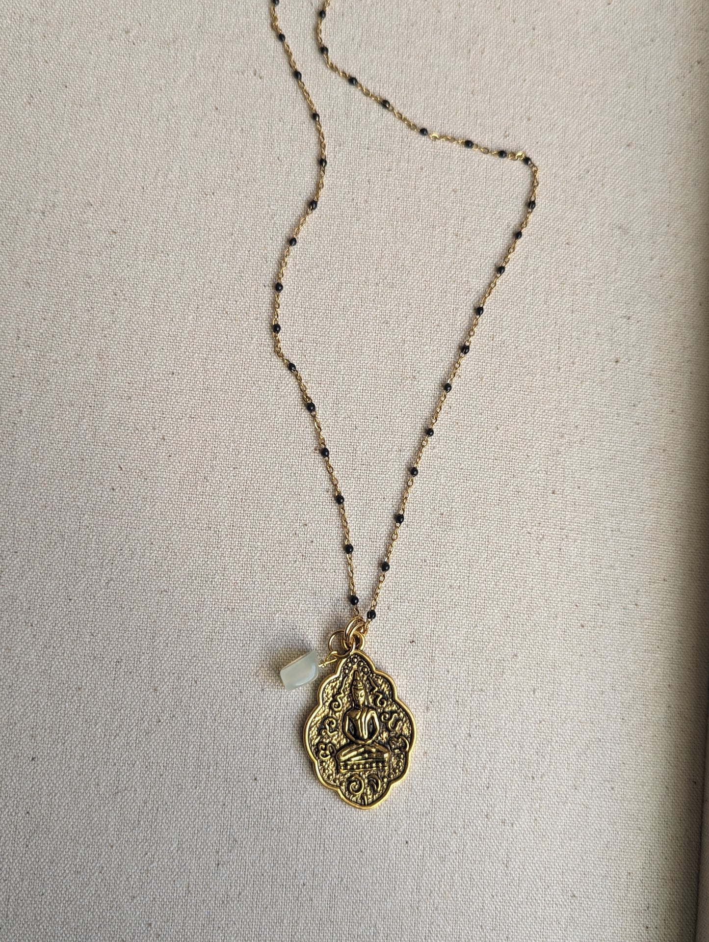 Buddha Pendant Gold and Black Chain