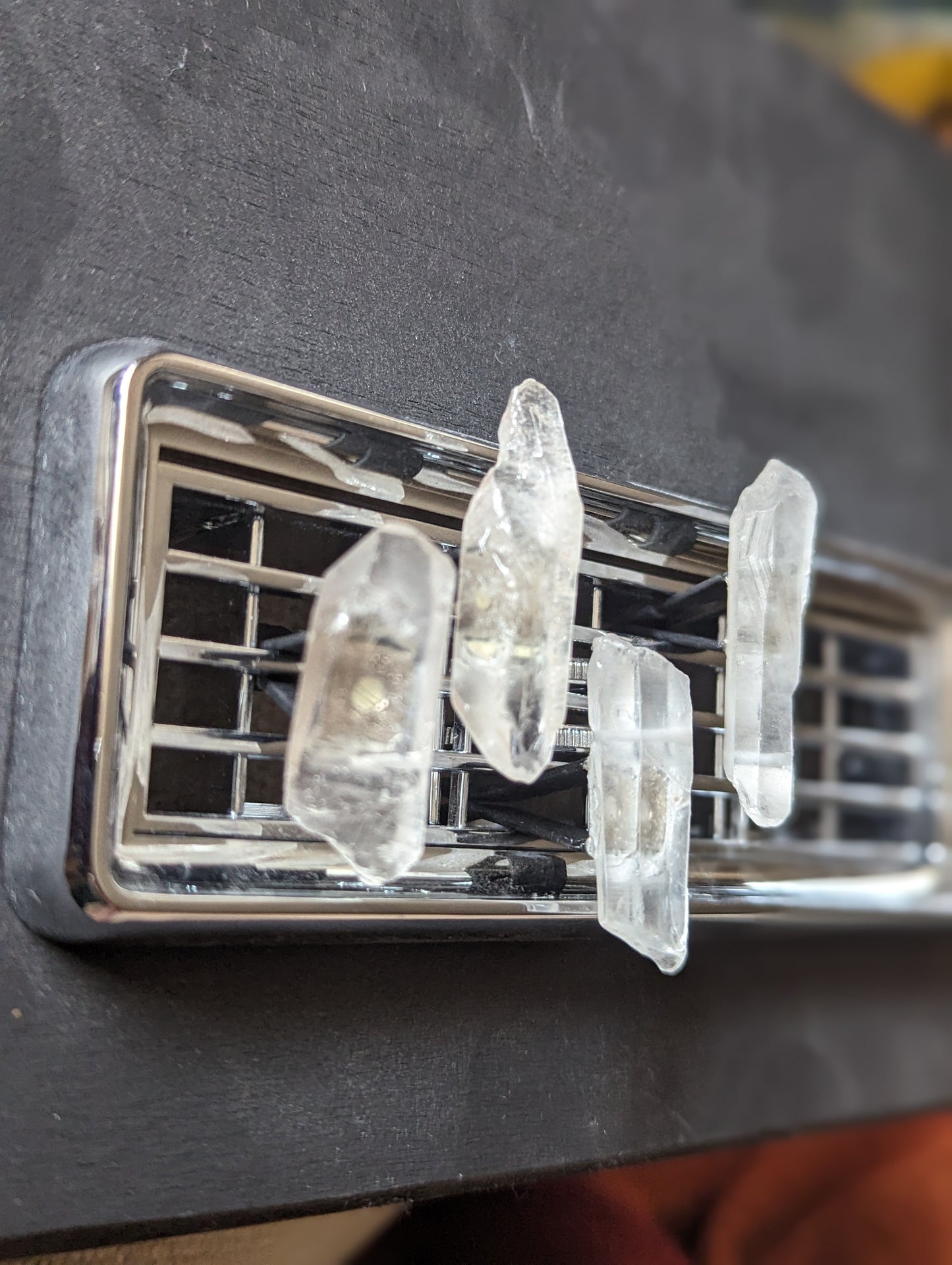 Clear Quartz Crystal "Car-ma" Vent Clips