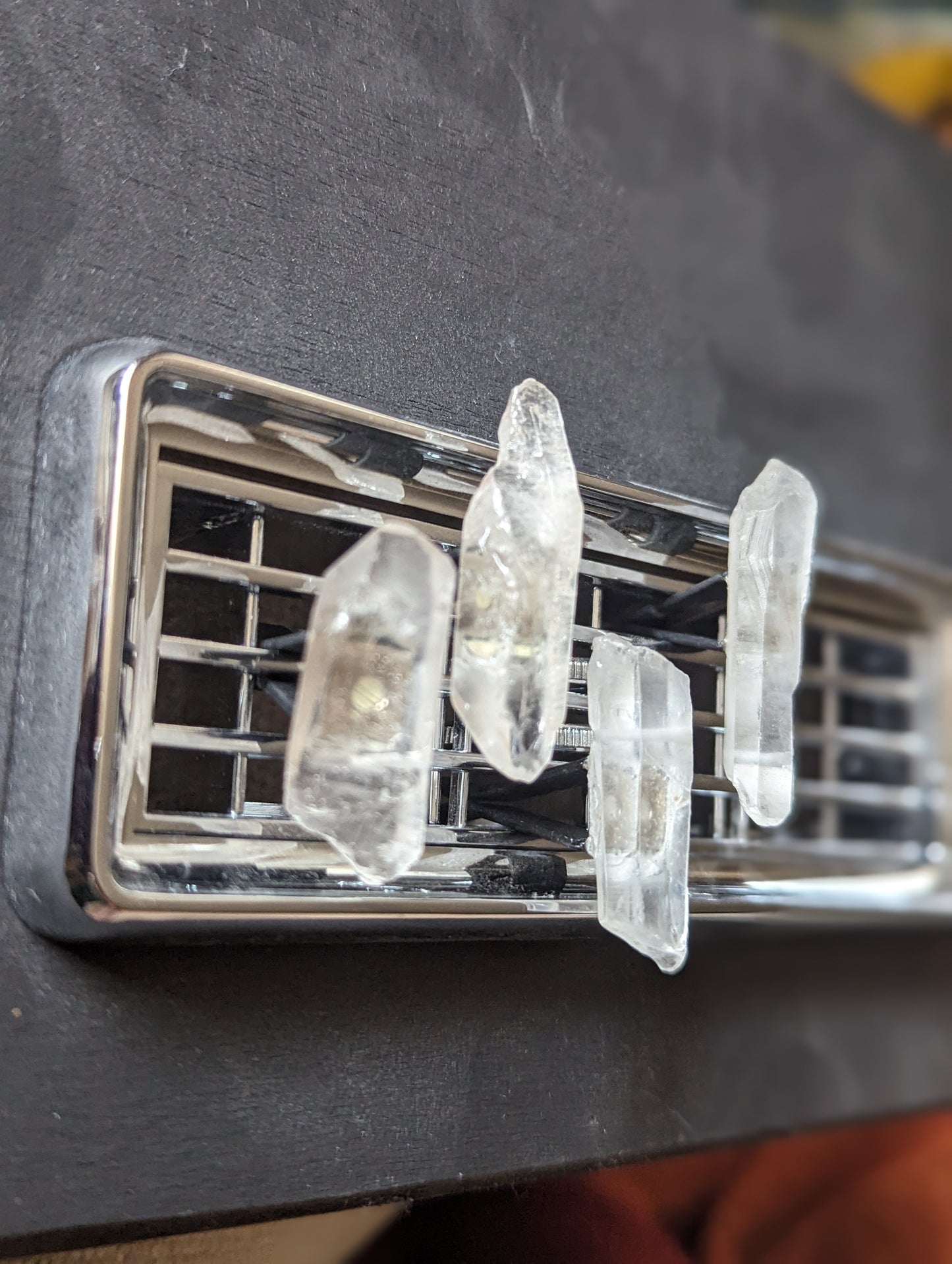 Clips de ventilación "Car-ma" de cristal de cuarzo transparente