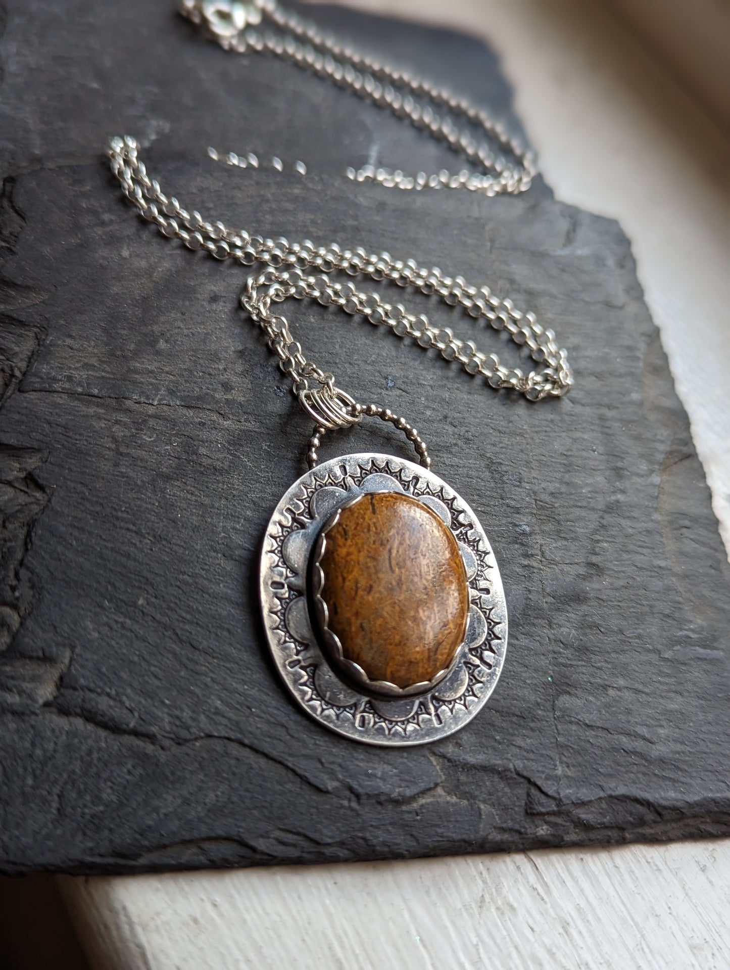 Mariam Jasper Stamped Sterling Silver Necklace