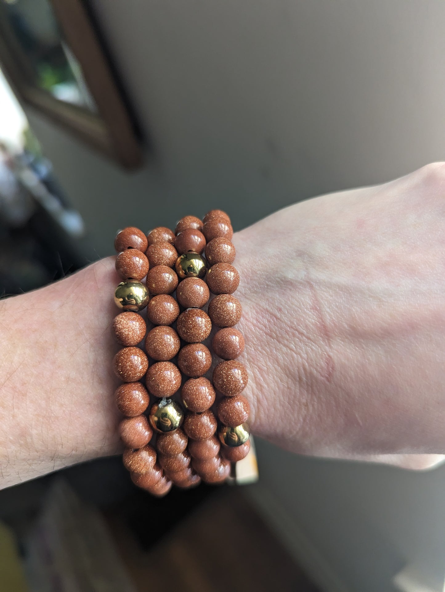 Red Goldstone and Gold Hematite Bracelets (Various Sizes Available) *Retired Style*