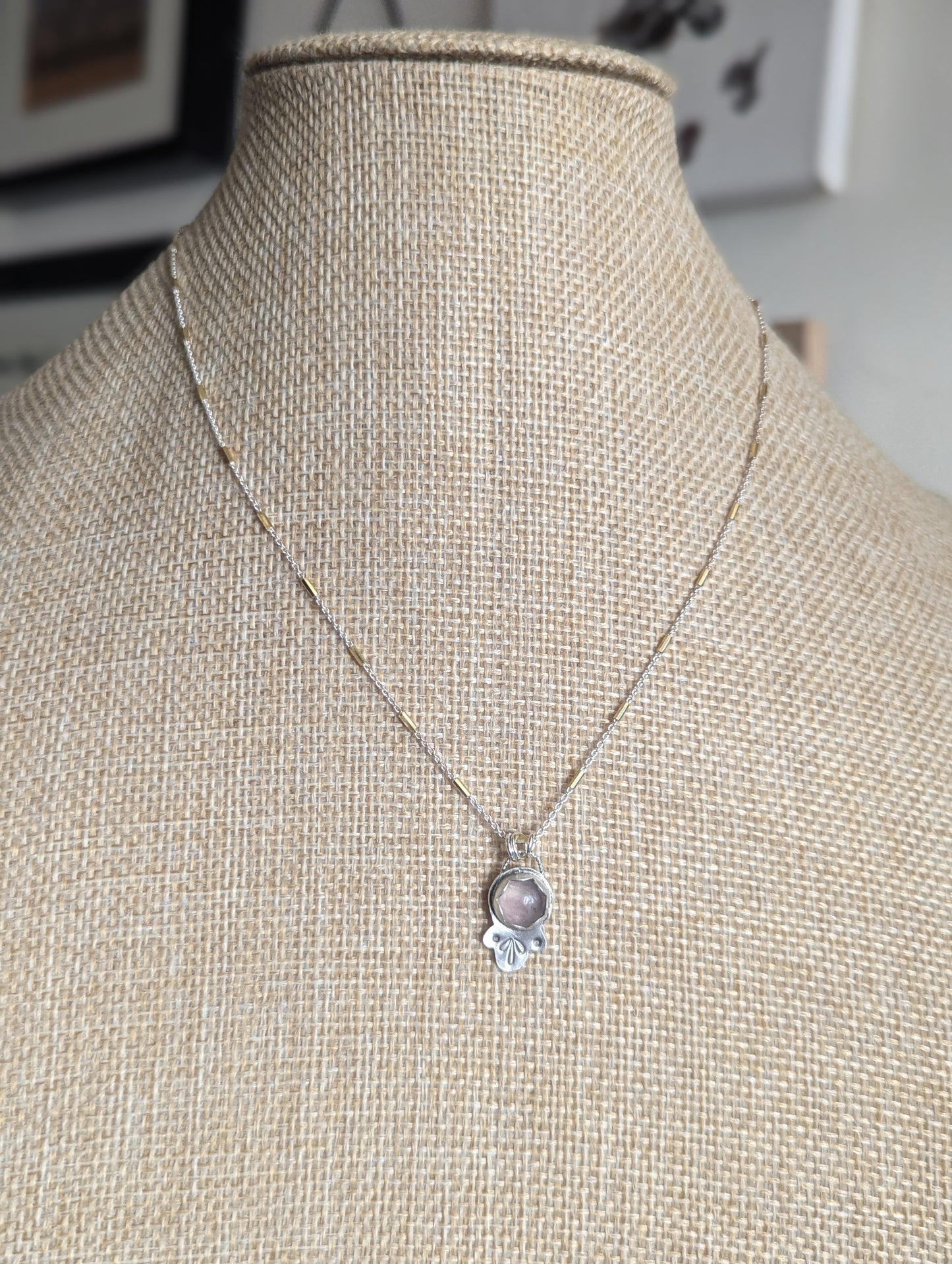 Fluorite Stamped Sterling Necklace