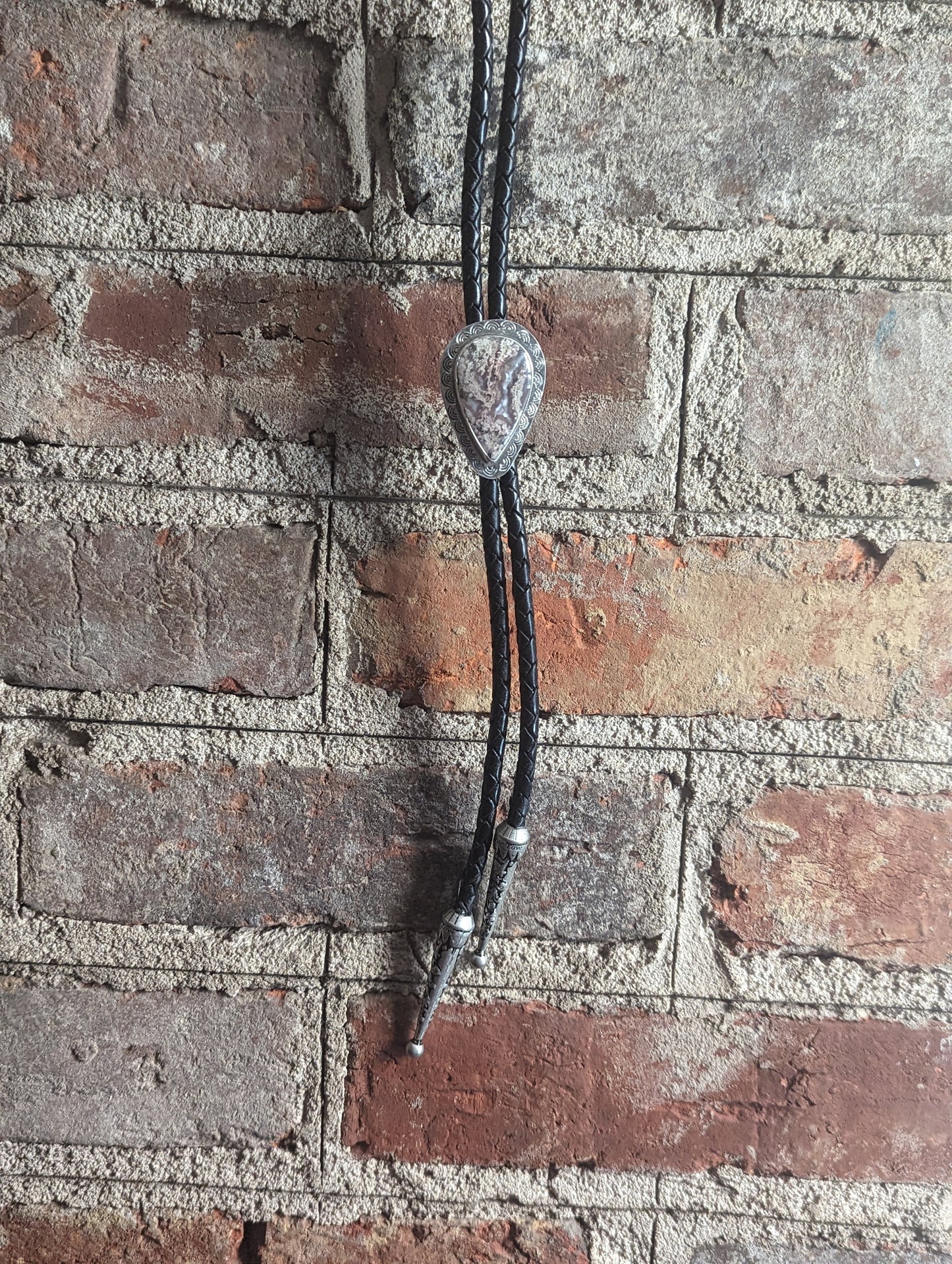 Purple Moss Agate Leather Bolo Tie