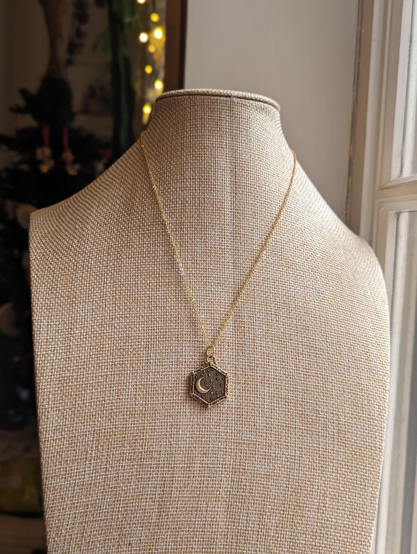 Double Sided Moon and Sun Necklace (Gold, Brass or Silver)