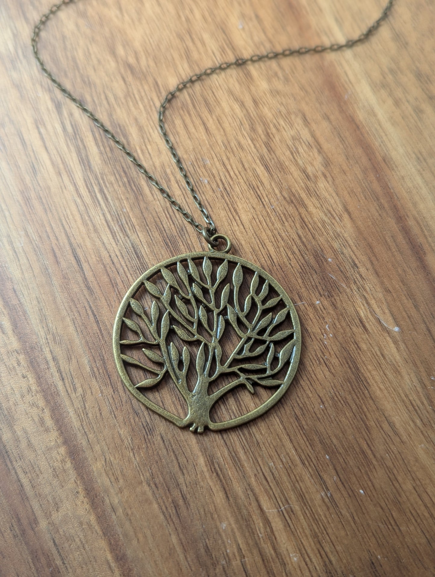 Brass Tree of Life Long Necklace