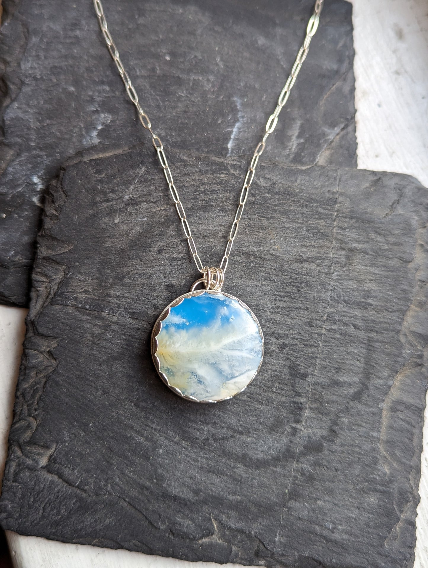 Blue Sky Round Sterling Silver Necklace