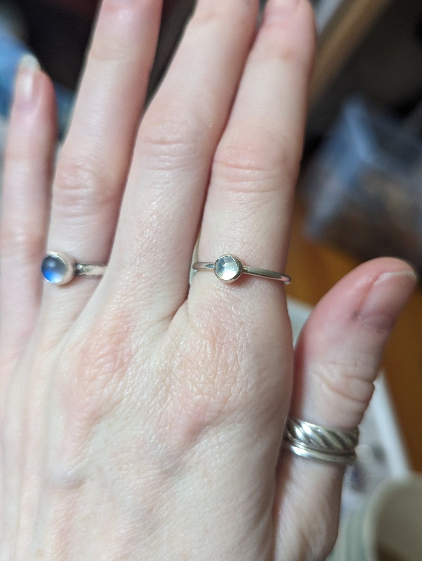 5mm Moonstone Stacker Silver Ring (various sizes available- MTO)