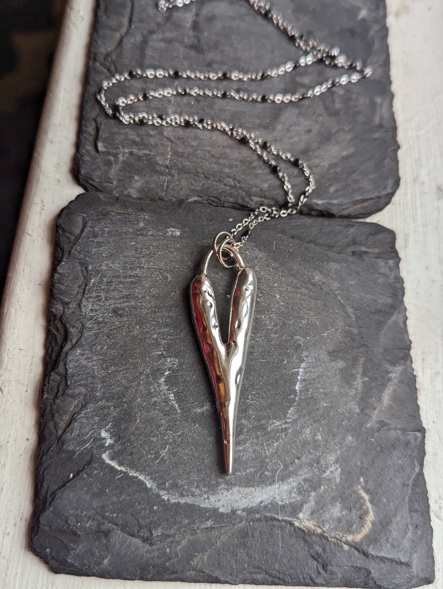 Long Heart Pendant on Stainless (Silver or Gold)