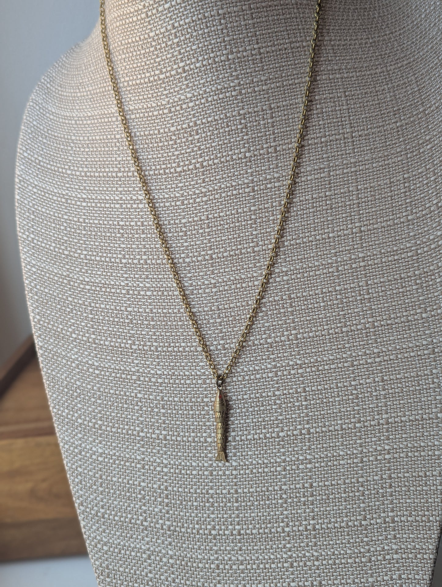Brass Articulating Fish Necklace
