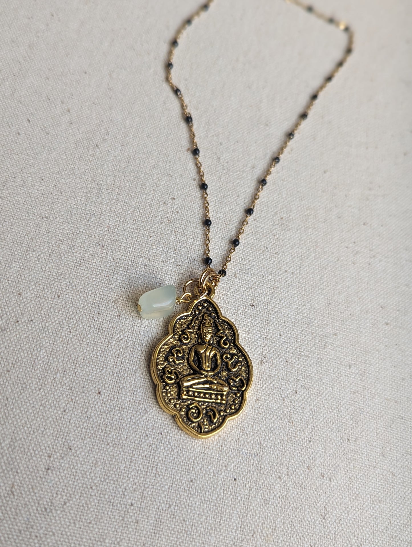 Buddha Pendant Gold and Black Chain