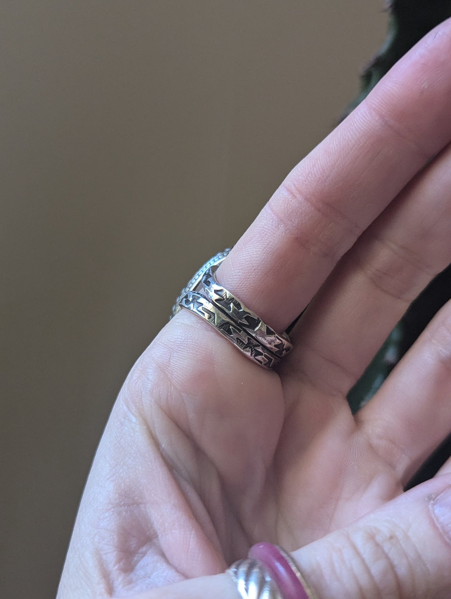 Ametrine Crescent Moon Sterling Ring - Size 9