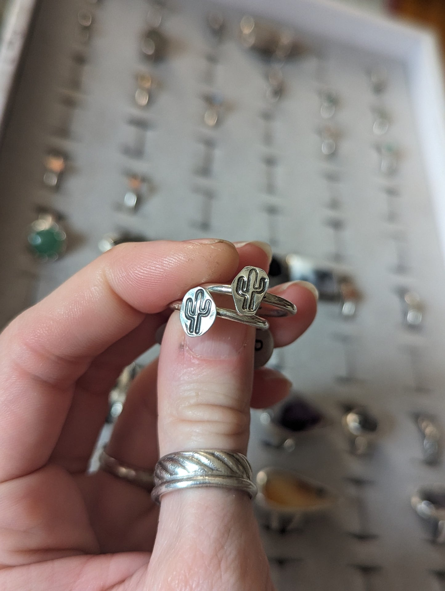 Anillo estampado de cactus (varios tamaños disponibles) MTO