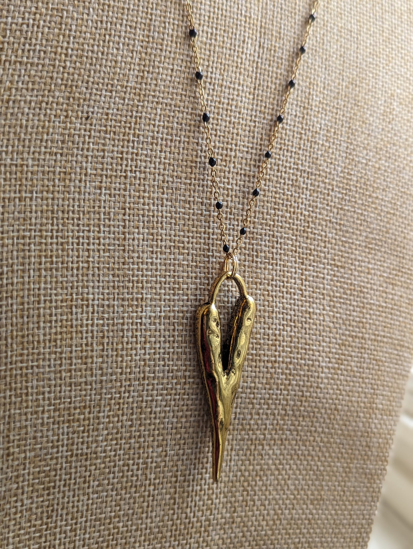 Long Heart Pendant on Stainless (Silver or Gold)