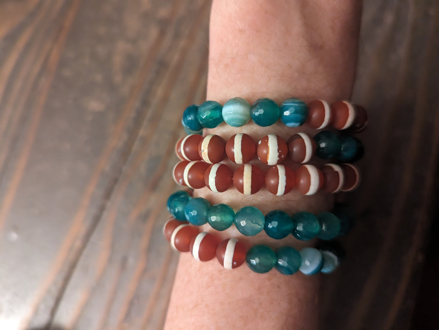Pulseras de cornalina y ágata verde (varios tamaños disponibles)