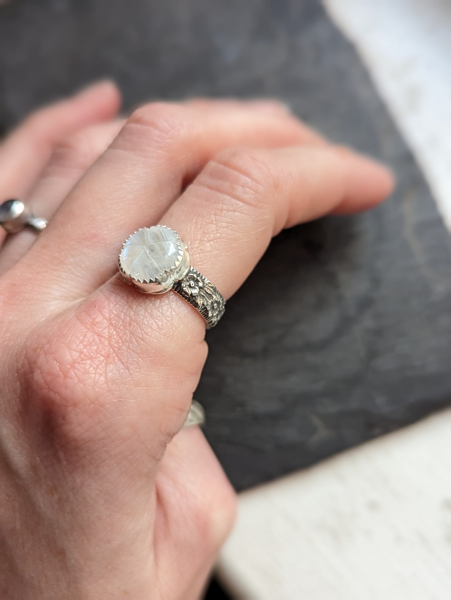 Moonstone Carved Flower - Various Sizes Available (RTS/MTO)