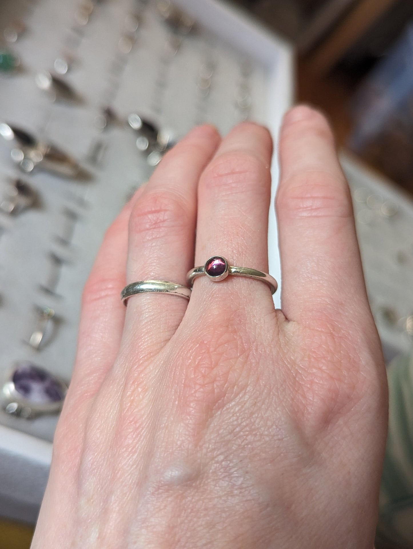 5mm Vintage Purple Glass Sterling Ring (various sizes available MTO)