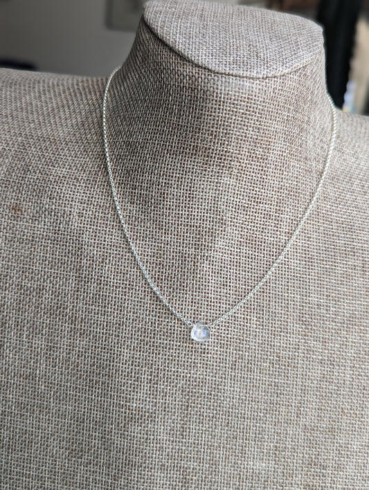 Dainty Rose Quartz Teardrop Sterling Silver Necklace