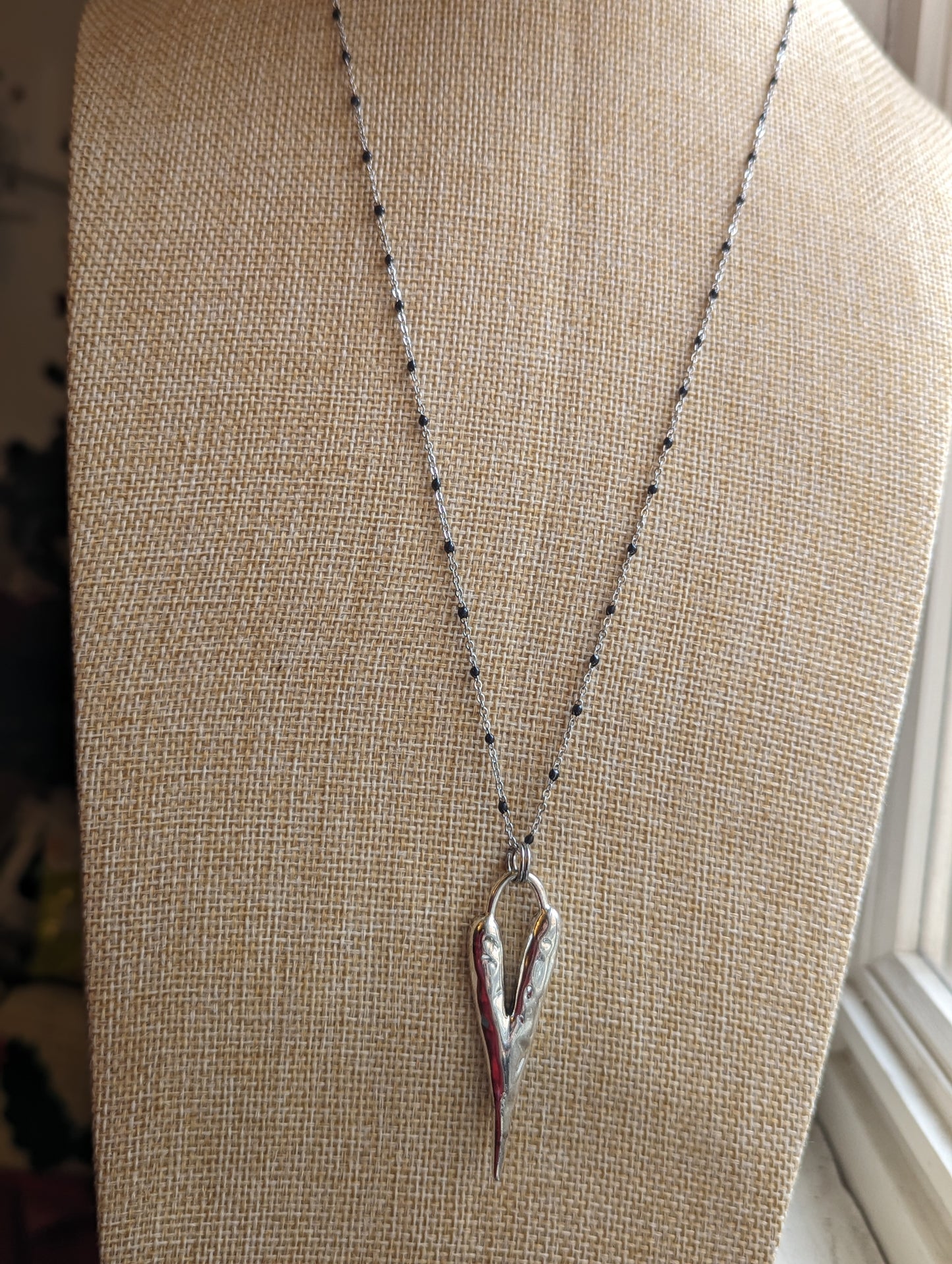 Long Heart Pendant on Stainless (Silver or Gold)