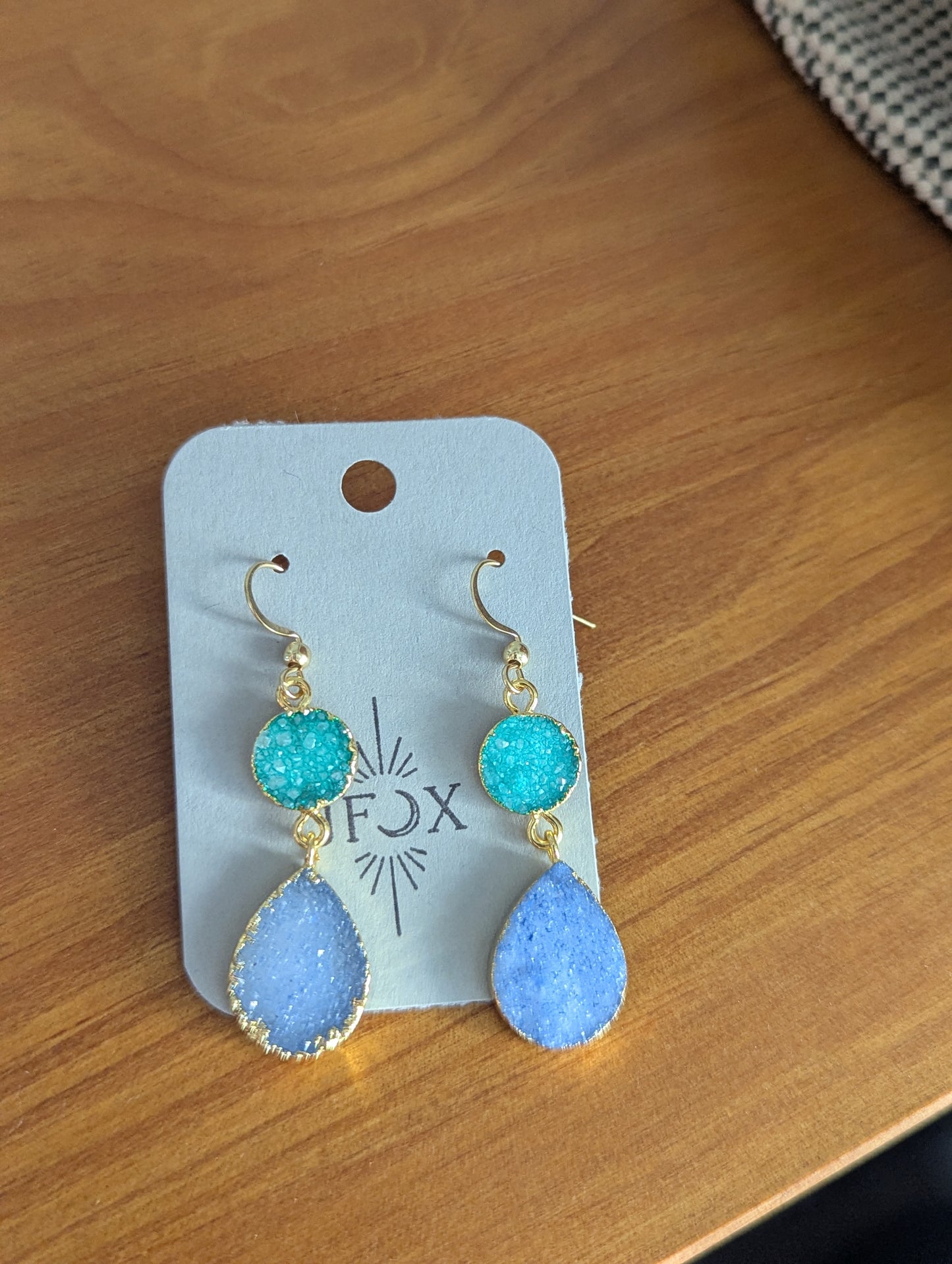 Light Blue and Turquoise Druzy Duo Earrings