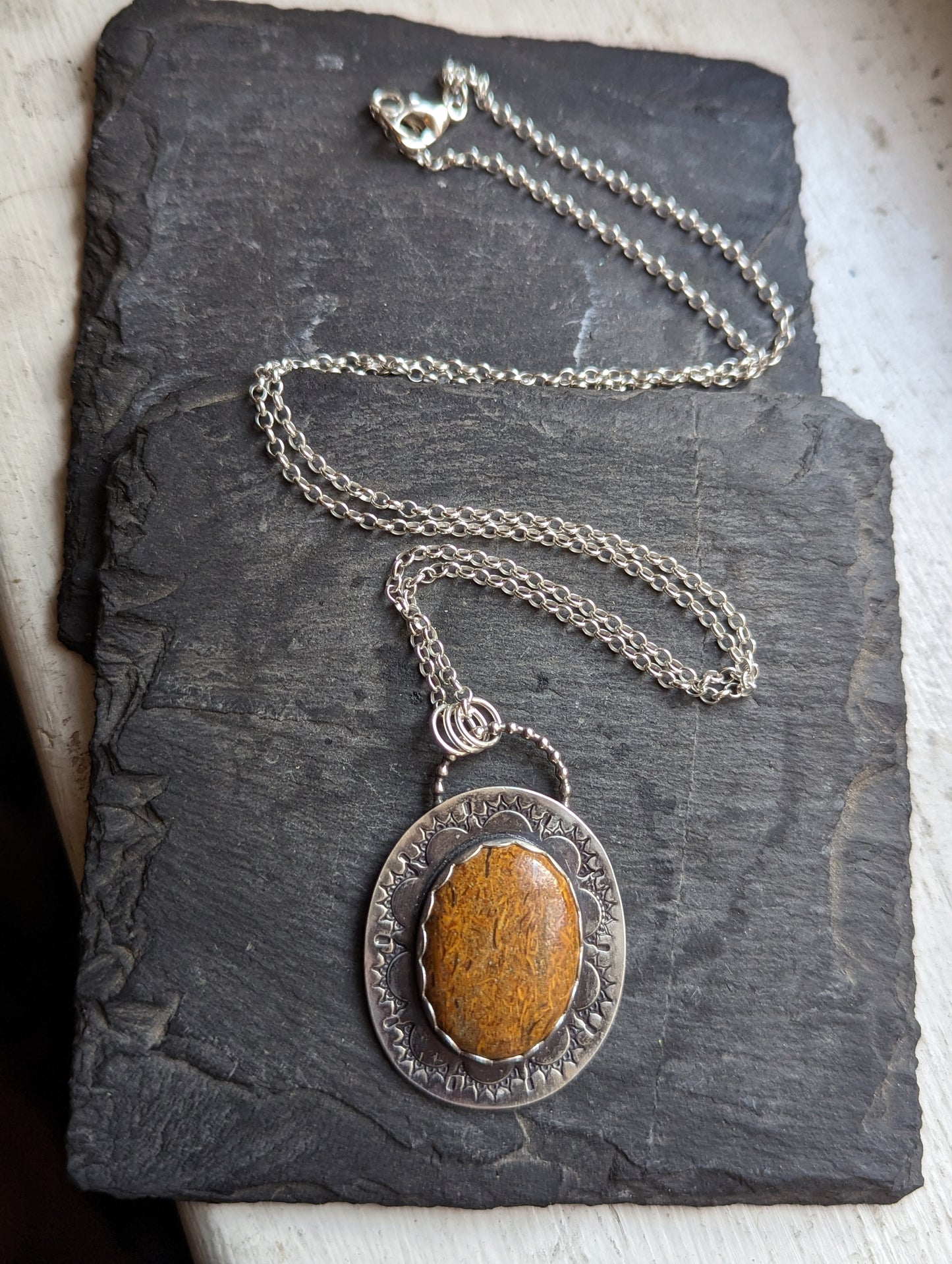 Mariam Jasper Stamped Sterling Silver Necklace