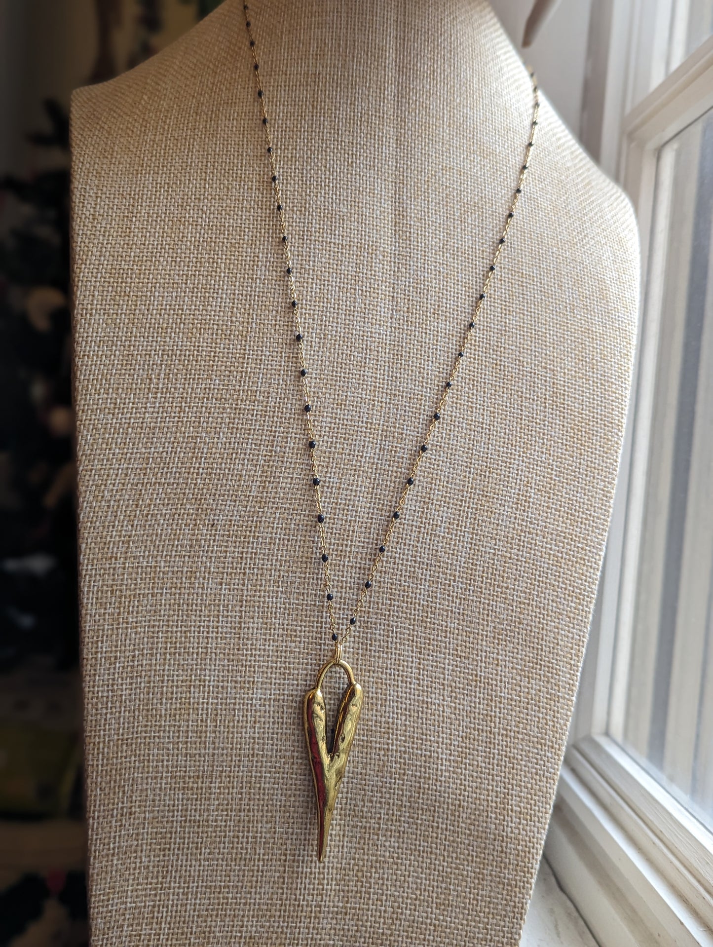 Long Heart Pendant on Stainless (Silver or Gold)