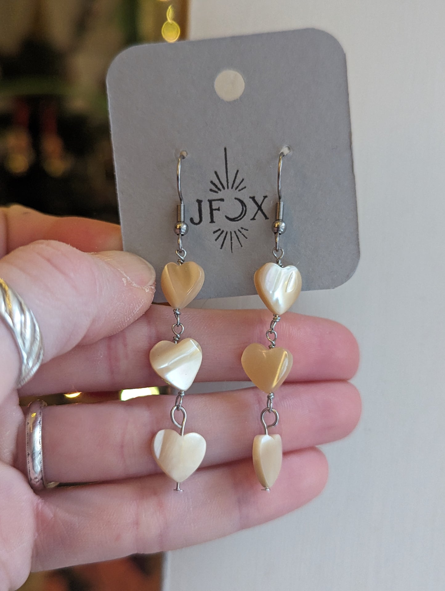 Mother of Pearl Heart Trio Earrings