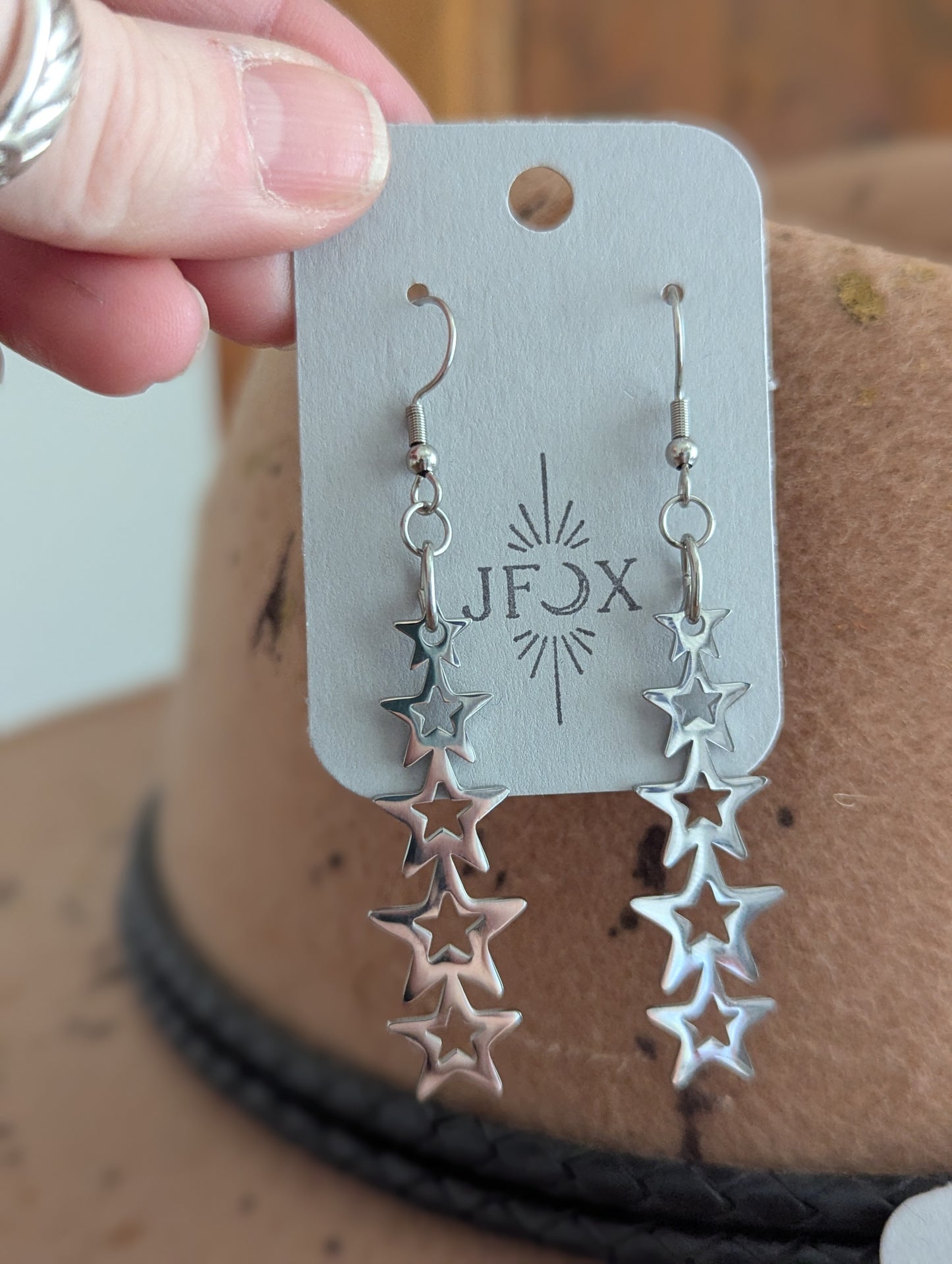 Pendientes de acero inoxidable de cinco estrellas (oro o plata)