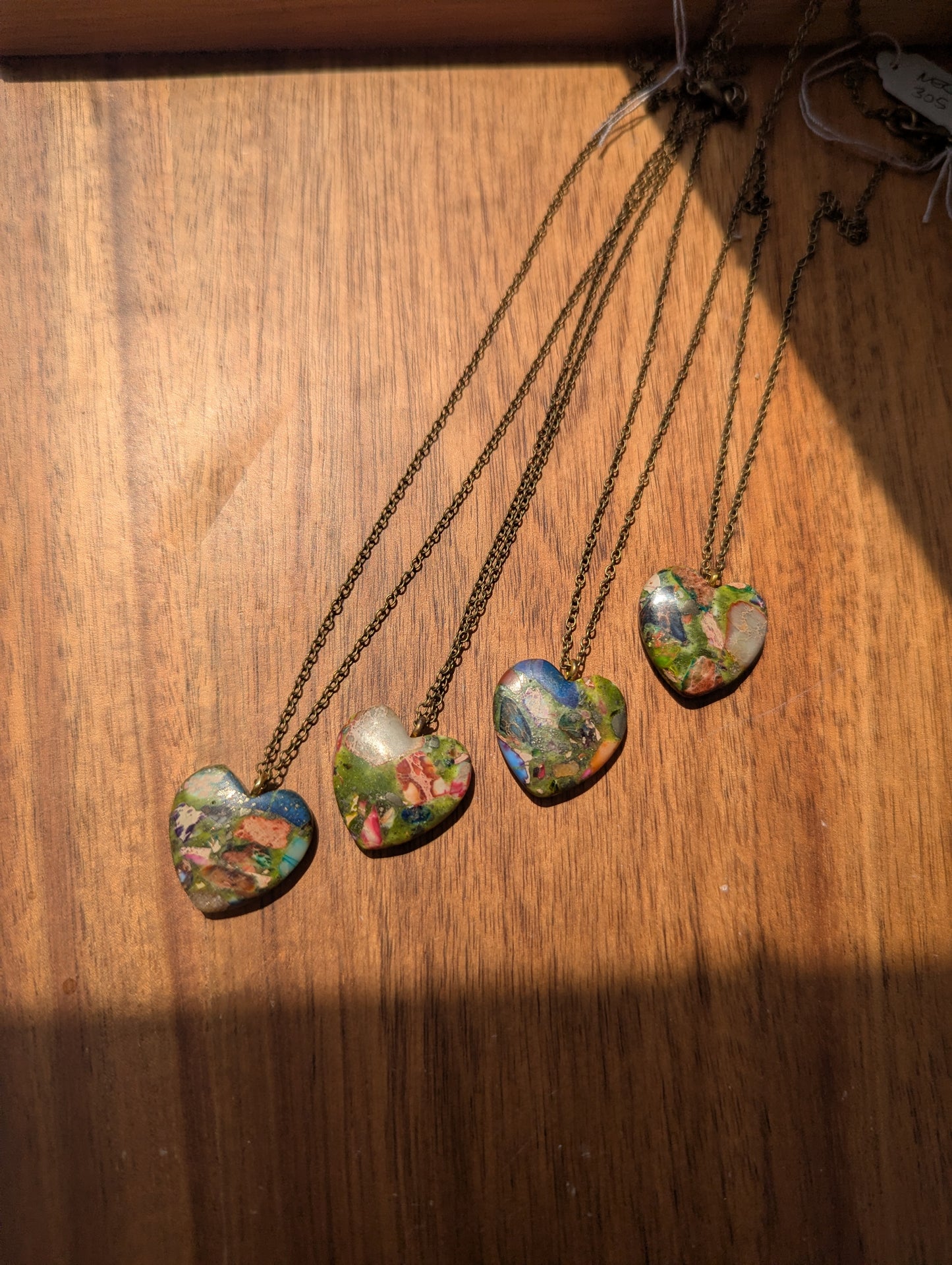 Sea Sediment Heart Brass Necklace