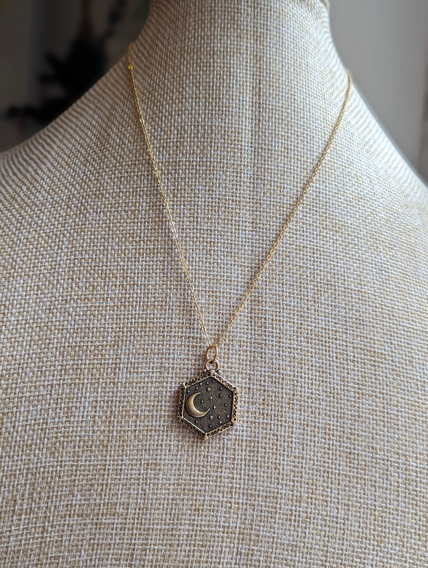 Double Sided Moon and Sun Necklace (Gold, Brass or Silver)