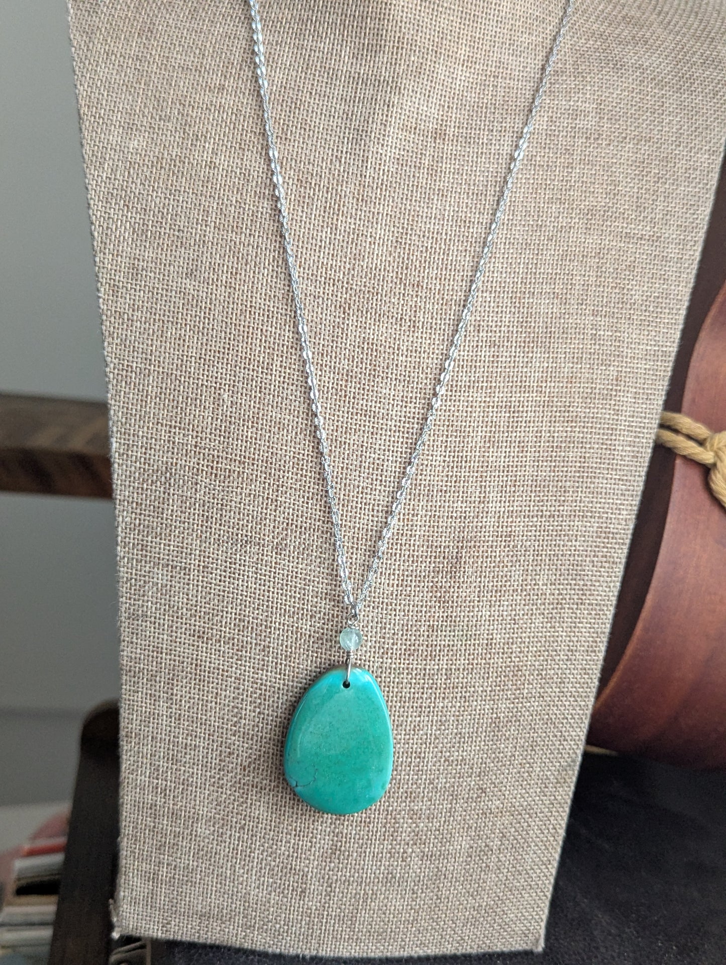 Chrysoprase Silver Long Necklace