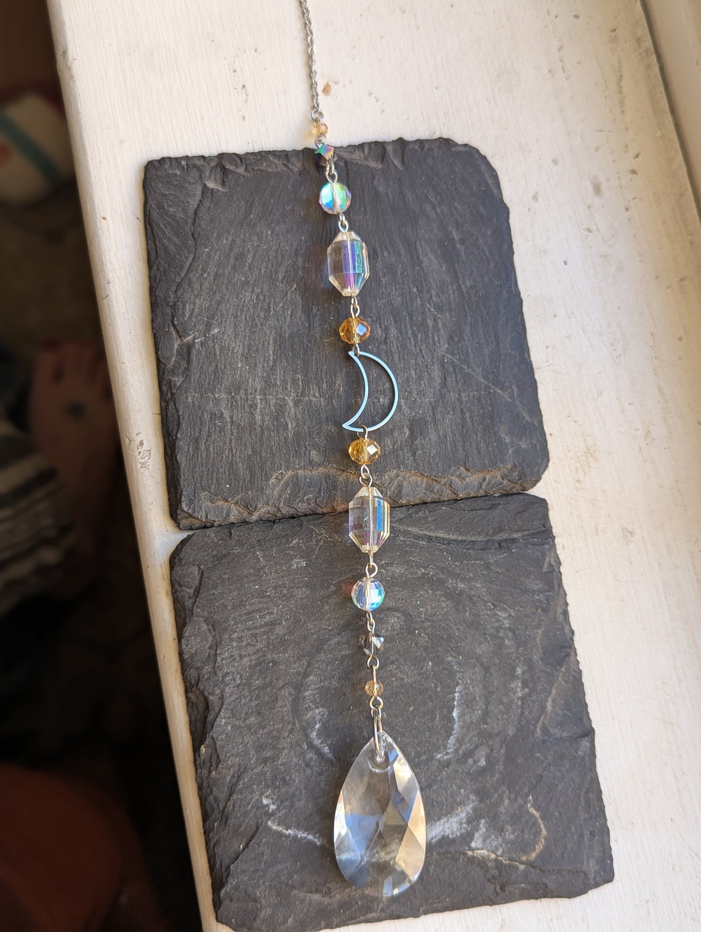 Crystal Moon Yellow Suncatcher