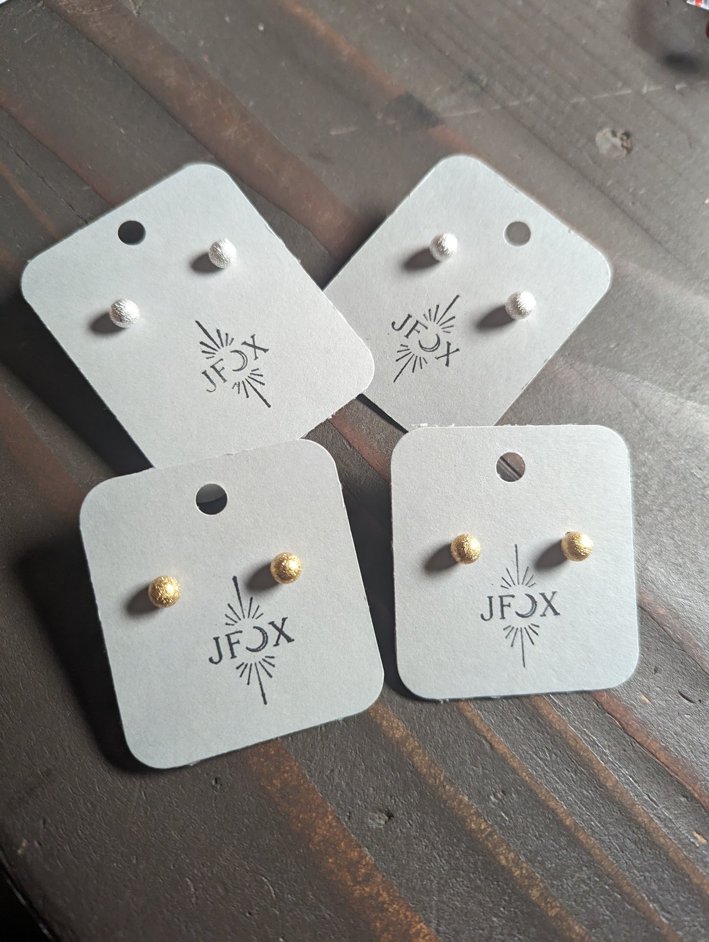 Textured Silver or Gold Ball Stainless Studs