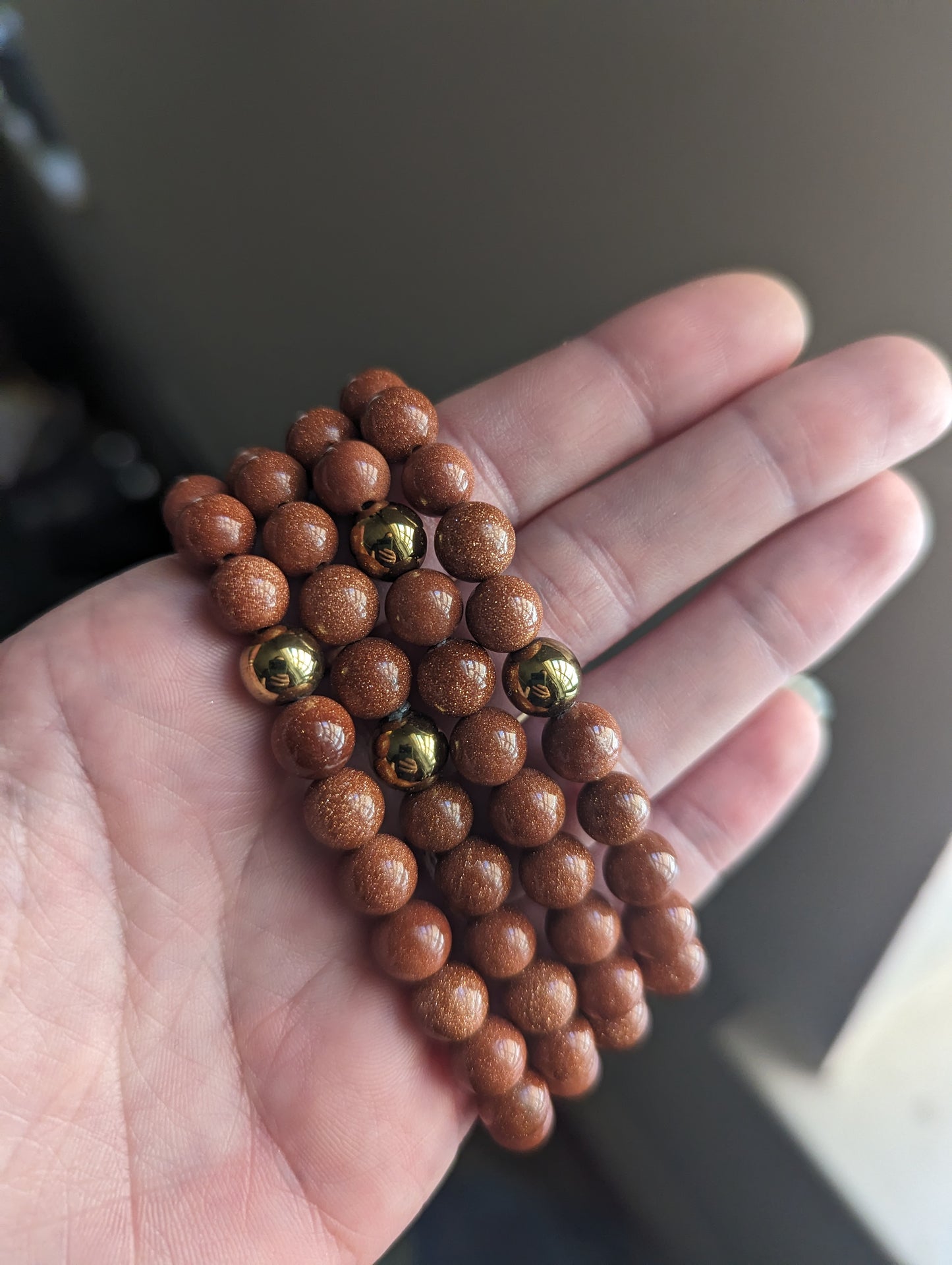 Red Goldstone and Gold Hematite Bracelets (Various Sizes Available) *Retired Style*
