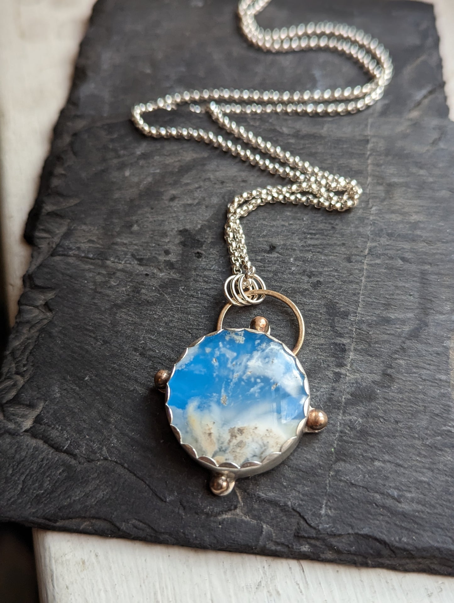 Blue Sky Compass Sterling Silver Necklace