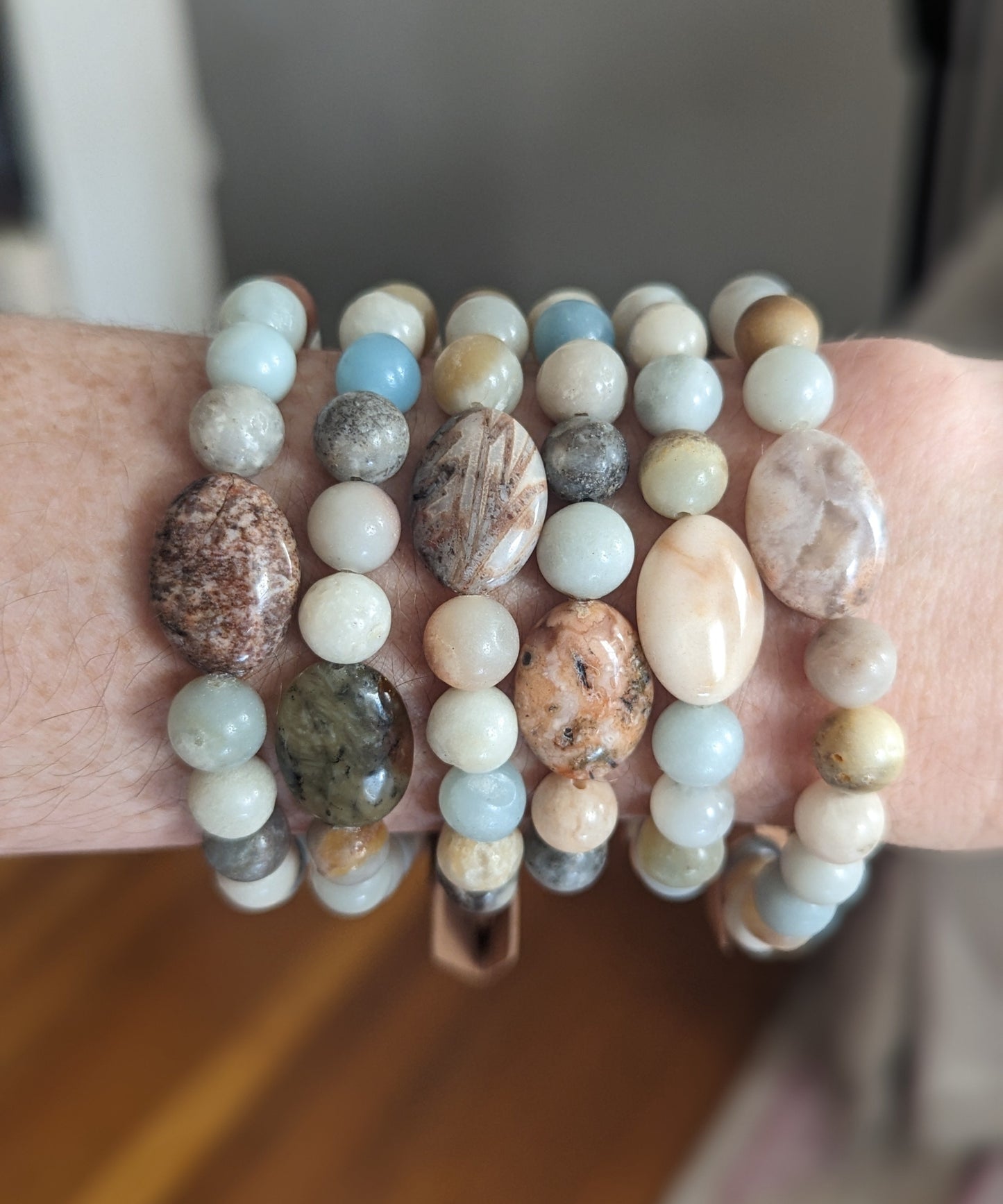 Multi-Color Amazonite and Agate Bracelet (Various Sizes Available)